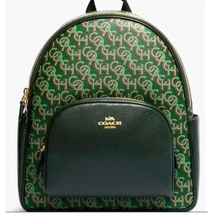 🆕NWT! Coach Monogram Court Backpack Green Msrp:$450.00